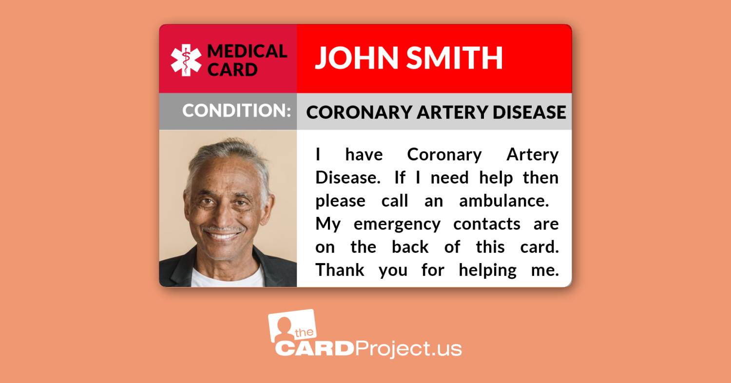 Coronary Artery Disease Photo Medical Card (FRONT)